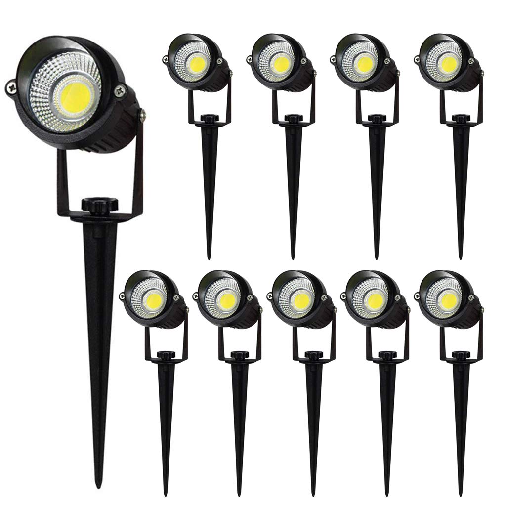 Pack de 10 Foco Jardin LED con Pincho COB 5W 220V Blanco frío Luz LED para Exteriores