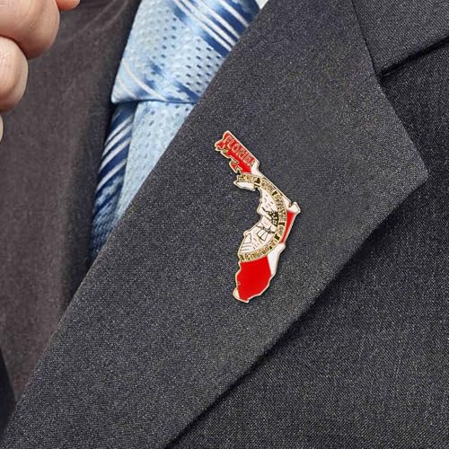 Image of State Shaped Map Lapel Metal Pin Enamel Brooch Keepsake Beautifully Designed for Backpack Hat