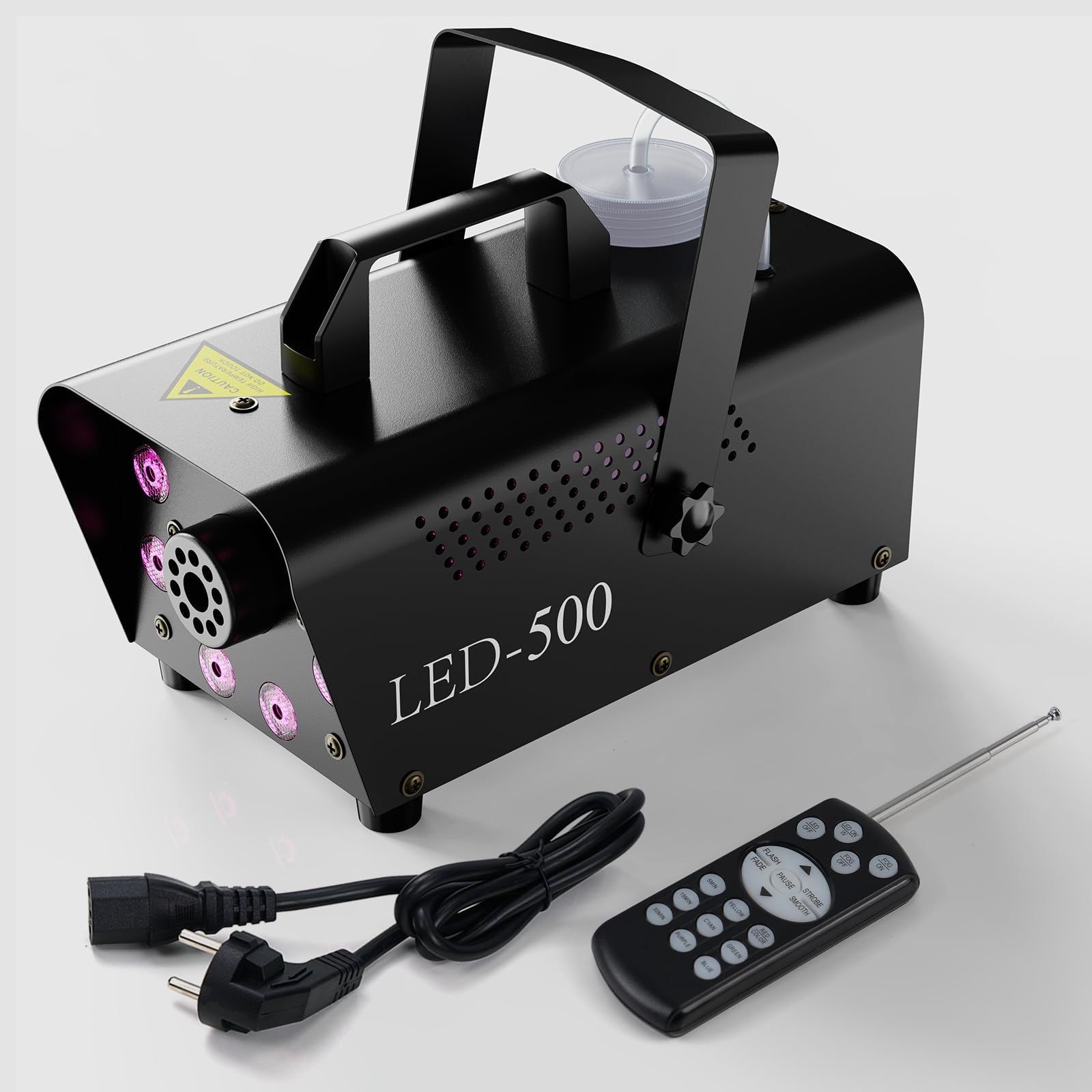 Smoke Machine, Fog Machine 8 LED Lights with 13 Colorful & 4 Effect, 500W 2000CFM Fog with Wireless Remote Controls, for Outdoor Halloween Christmas Wedding Stage Effect