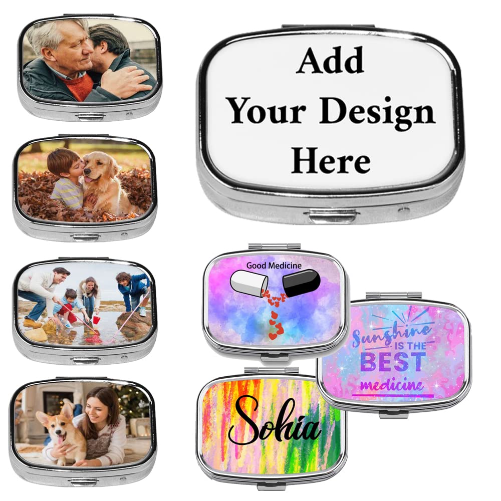 Amazon.com: XXWW Custom Small Pocket Pill Box Personalized Portable Mini  Pill Organizer Case Customized Drug Medicine Vitamin Holder Container Case  for Purse Daily Travel Weekly-Rectangle : Health & Household