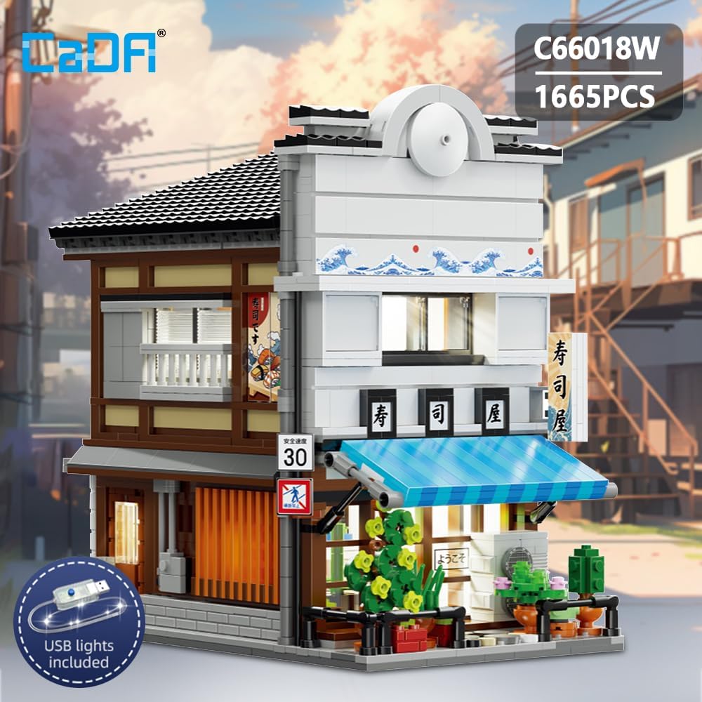 Front view of the assembled CaDA C66018W Japanese Sushi House.