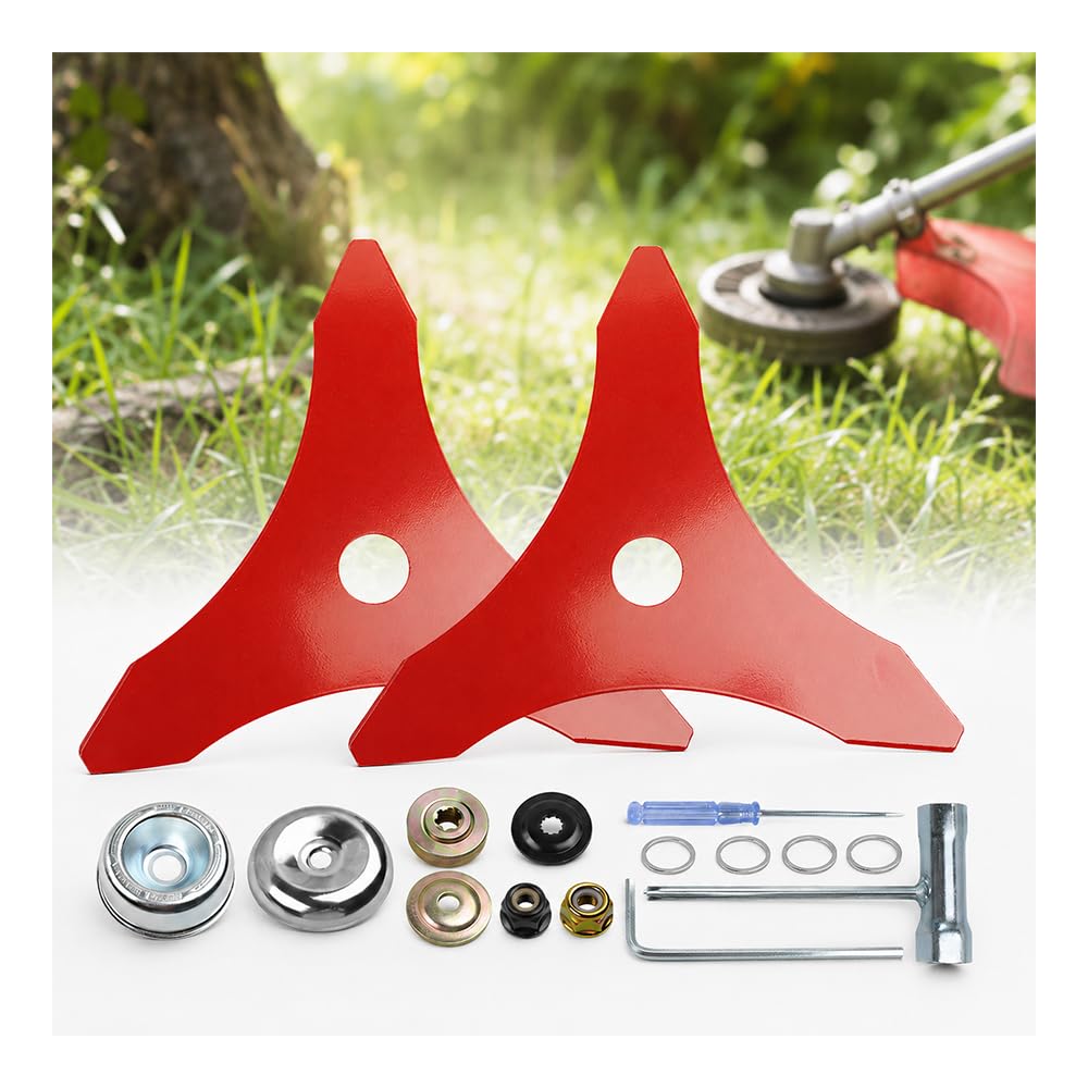 2 Unidades Cuchilla 3 Dientes para Desbrozadora para STIHL FS 410 C-E Brush Cutter 9 Pulgadas Hoja Acero Aleado Repuesto Corte