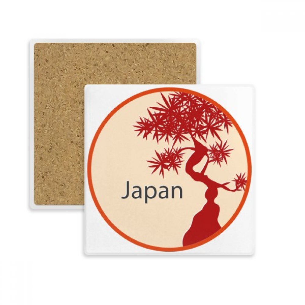 Dessous de verre absorbant arbre rouge japon en pierre pour éliminer les taches de tasse