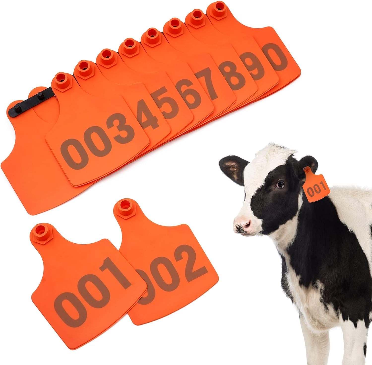 100 Large Cattle Ear Label Extra Large 75x100cm/2.95"x3.93" Cow Ear Label Livestock Identification Card Plastic Material for Cattle Pig Large Animals 1-100 Yellow (Orange 1)