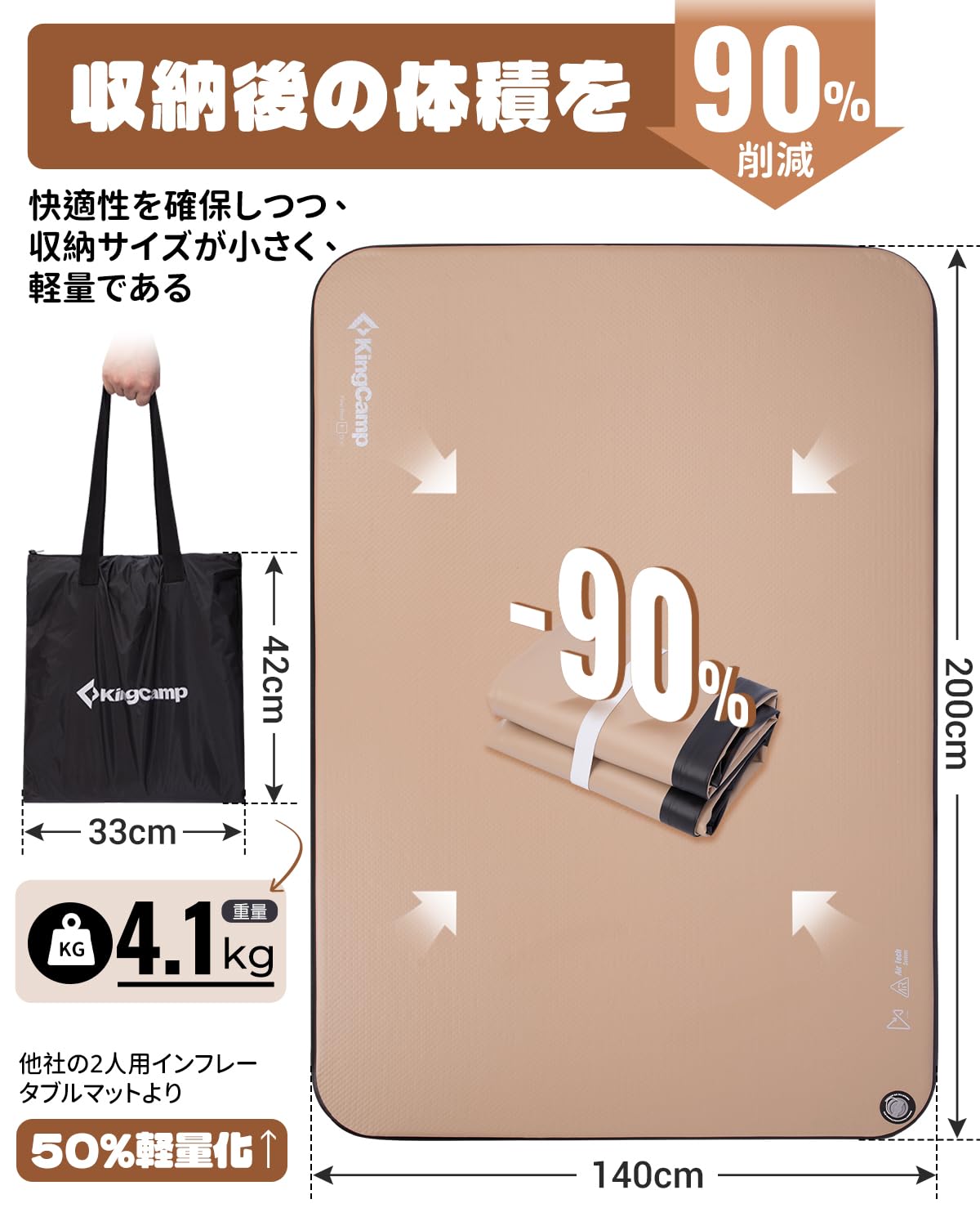Amazon.co.jp: KingCamp エアーマット キャンプマット インフレーター