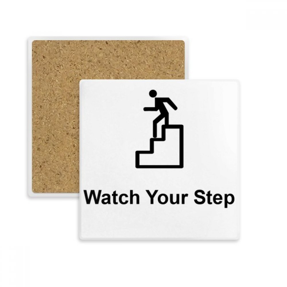Coaster absorbant motif carré noir Surveillez votre étape dessous de tasse