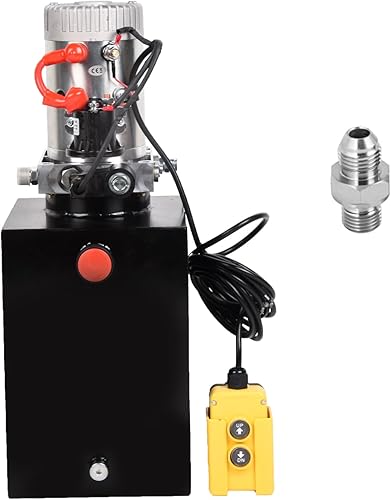 LCyindu Bomba hidráulica Unidad de potencia hidráulica de 13 cuartos DC 12V DC Bomba hidráulica de efecto único Depósito de metal para remolque