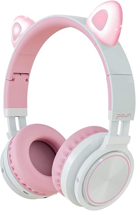 Amazon Co Jp 日本正規品 猫耳ヘッドフォン 無線bluetooth5 0 キラキラled付き ノイズキャンセリング有り 折り畳み式 柔らかいマーフ サイズ調節可能 大人用 子供用 重低音 通話可 Wireless Cat Ear Headphones ホワイト ピンク 家電 カメラ