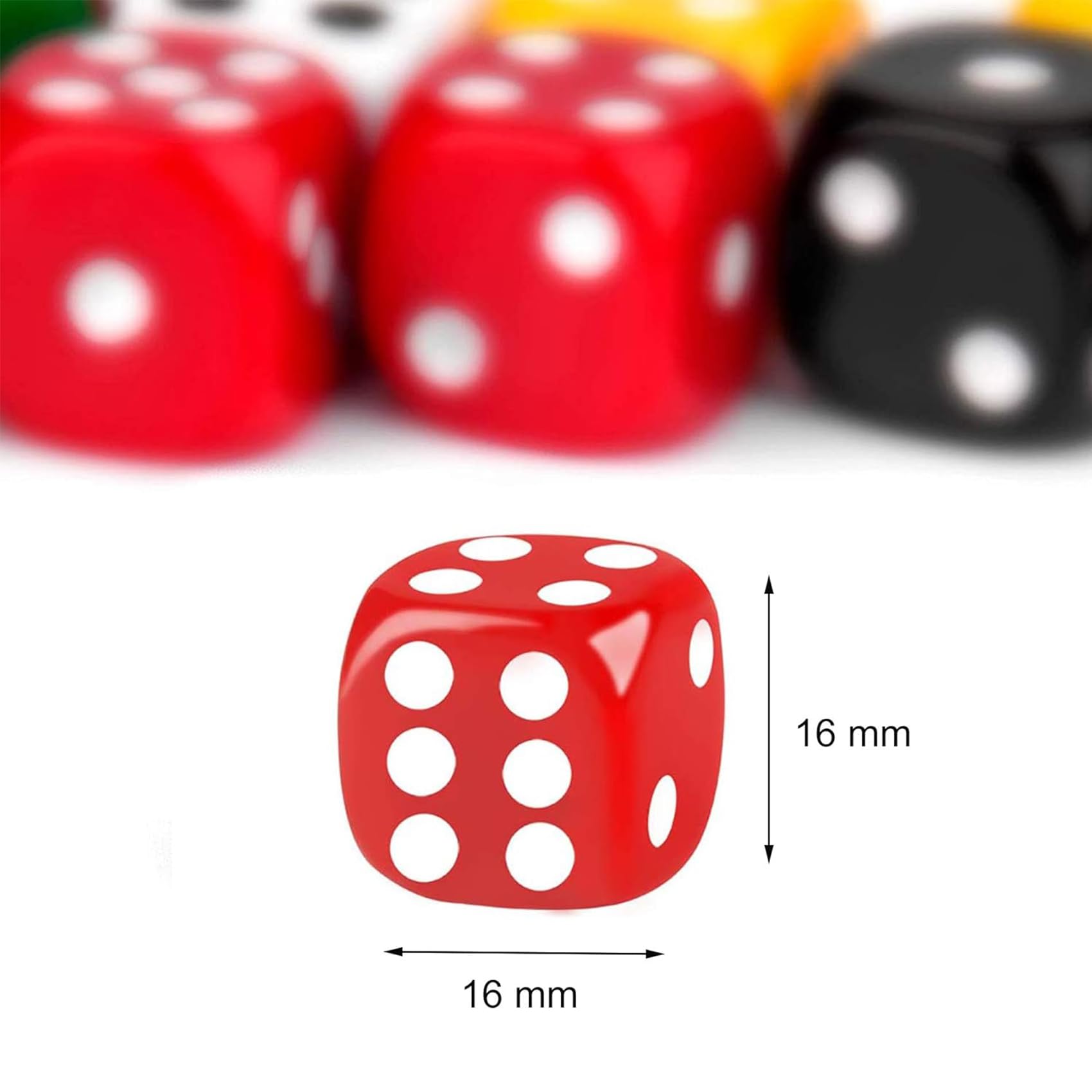 10 Pezzi Dadi, 6 Facce 16mm Dadi da Gioco per Tenzi, Farkle, Bar, KTV, Yahtzee, Bunco or Insegnare i Matematici, 10 Colori