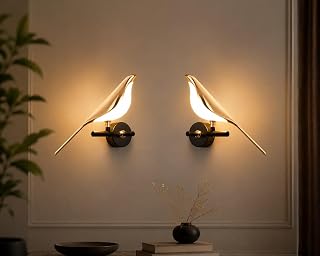 WL-103, Pack of 2, Bird-Inspired LED Wall Light, Golden Bird Silhouette, Black Metal Base, 3 Light Colors, Modern Decorative Sconce (2) VPROTECT TBH Think Bright Homes
