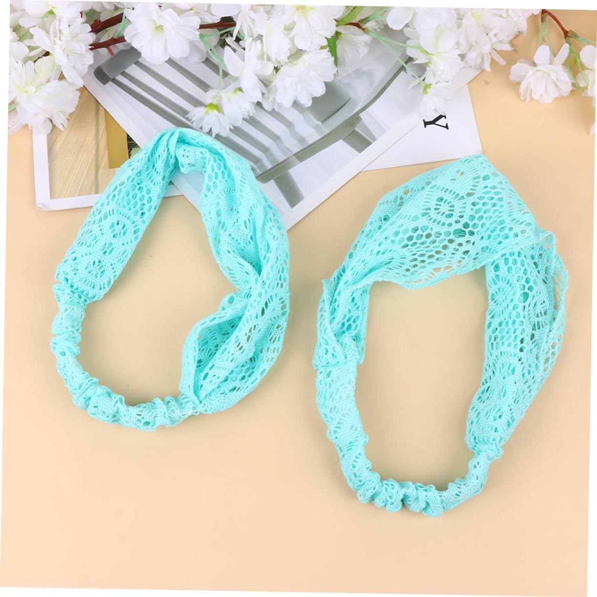 Didiseaon 4piezas Anchas De Encaje Floral Para Mujer De Accesorios De Moda Color Azul y