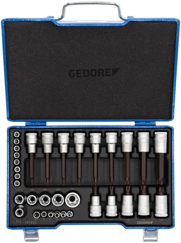 GEDORE 19 TX 20 Screwdriver bit Socket Set 1/2"+1/4" 34 pcs TORX
