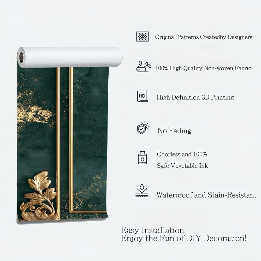 Carta da Parati Murale TNT Verde Fotomurale 3D Rimovibile 400x280 cm