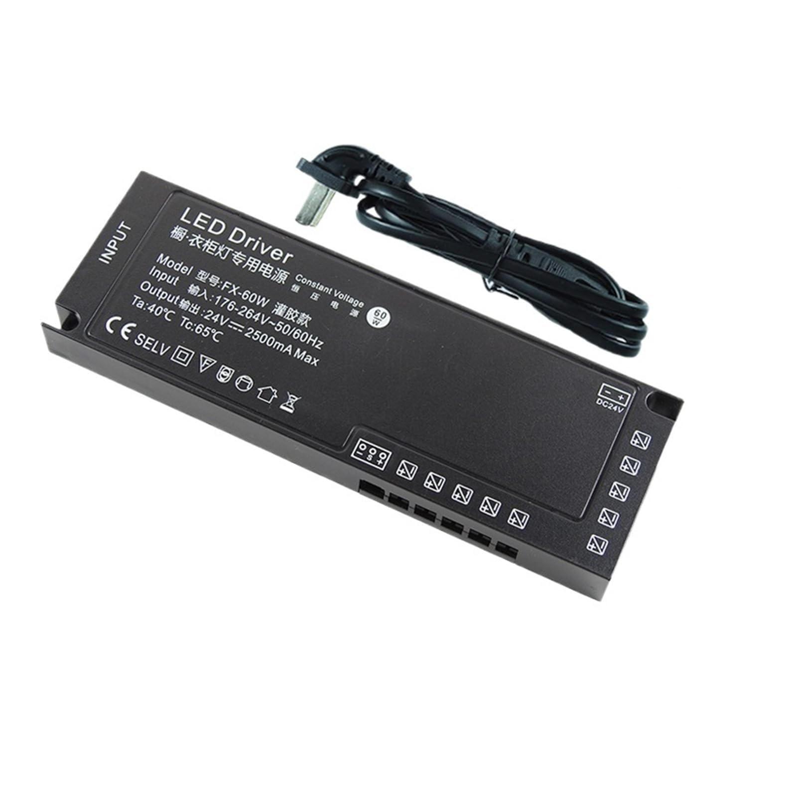 PWANUIGTE Cabinet Wardrobe Light Dedicated Power Supply 12v 24v 60w 100w 150w Strip Transformer(24V60W-Gluing)