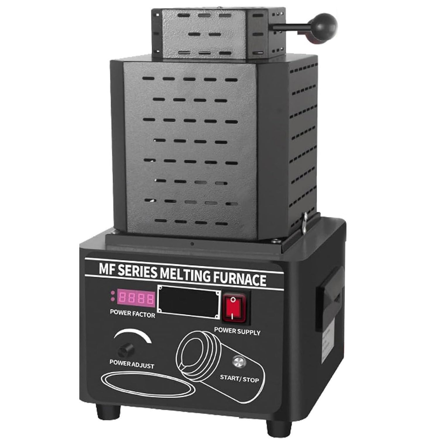 Forno di Fusione per Oro 5000 W,Temperatura Max. 1600℃/2912℉,Forno Fusorio Elettrico con Crogiolo di Grafite,Lavorazione Raffinazione di Metalli,per Oro,Argento Black-3kg