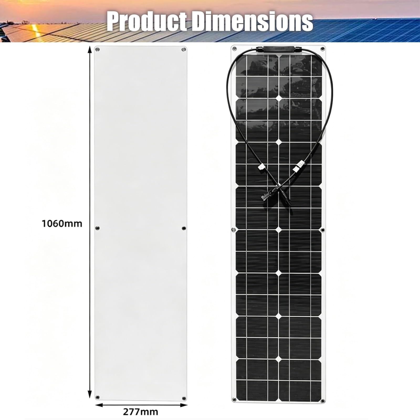 Placa Solar Flexible 200W 400W 800W Panel Solar Monocristalino Fotovoltaico Impermeable para Autocaravana Caravana Barcos Techos Casa Remolques Cargar 12V Bateria y Superficies Irregulares(A,400W)