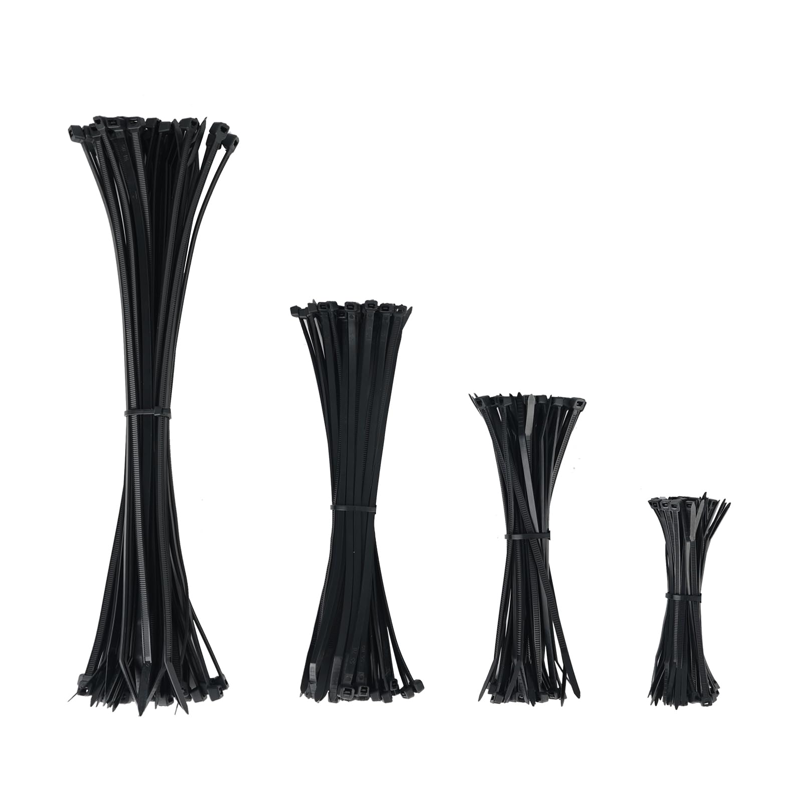 GRIFEMA Black Cable Ties 100/150/200/300mm,200 Pack, Plastic Zip Ties