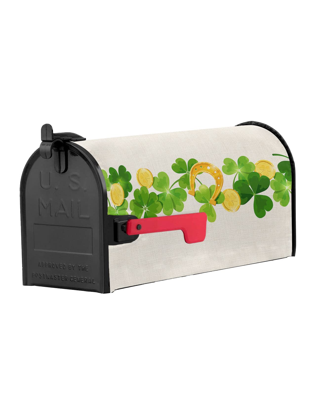 Mailbox Cover, St.Patrick's Day Shamrocks Gold Mailbox Wrap Magnetic Mailbox Covers for Garden Yard Outdoor Decoration,Farmhouse Home Mailbox Post Box Cover Wraps Standard Size 18