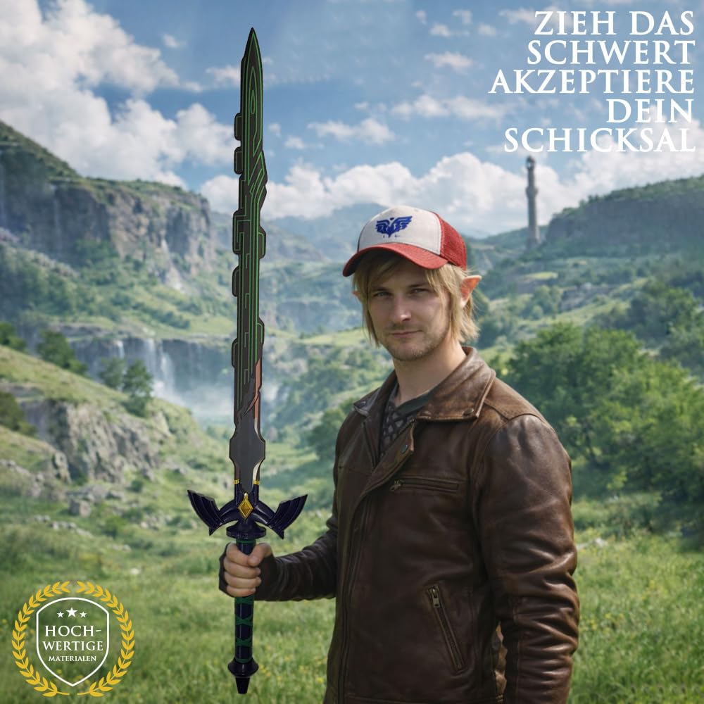 Schwert Zelda - Link Hylia Master Schwert, Zelda Sword Edelstahl mit Scheide, Metall Stahlschwert für Zelda Kostüm & Zelda Geschenk