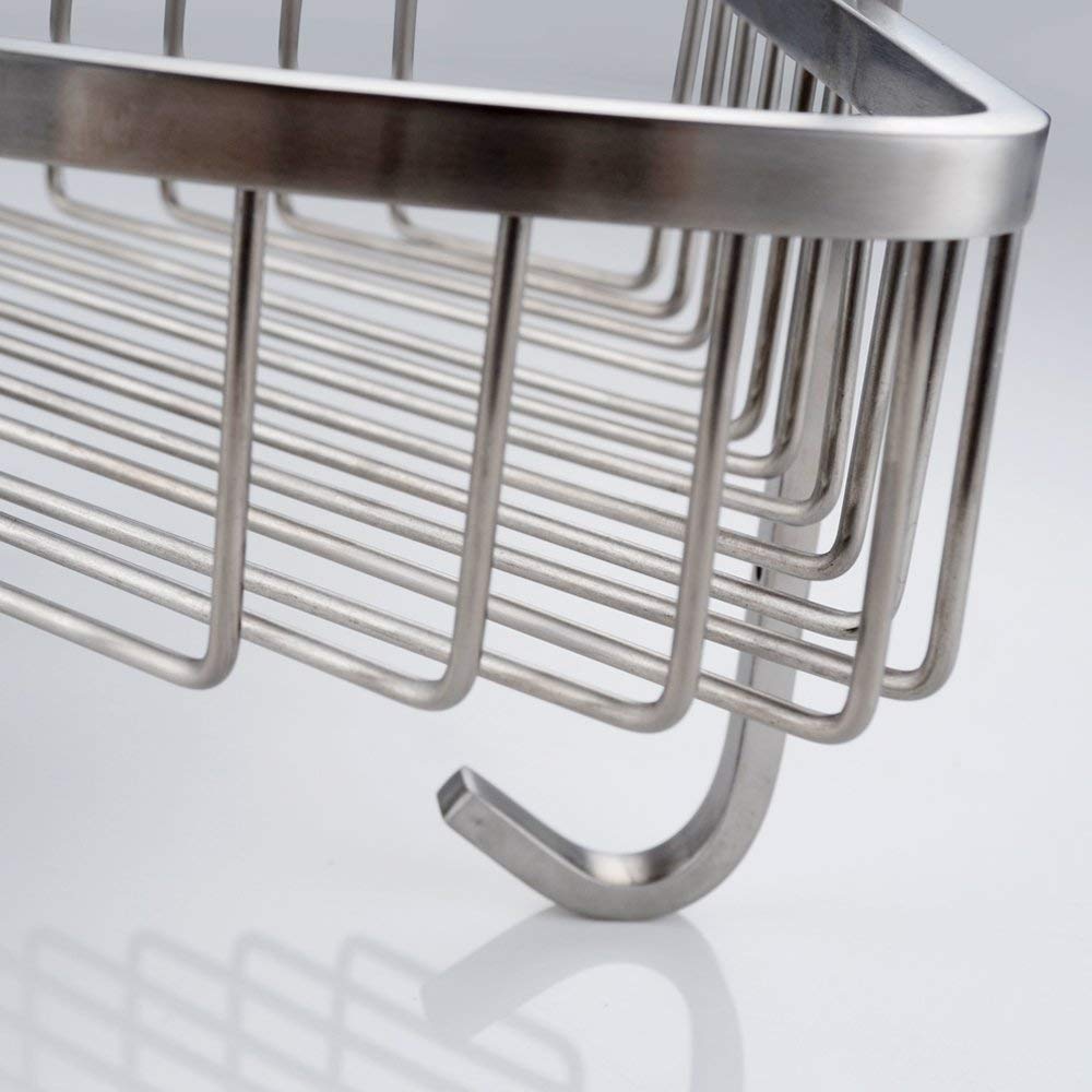 CS002 Portaoggetti da doccia in acciaio INOX spazzolato massiccio, montaggio a parete, a 2 piani