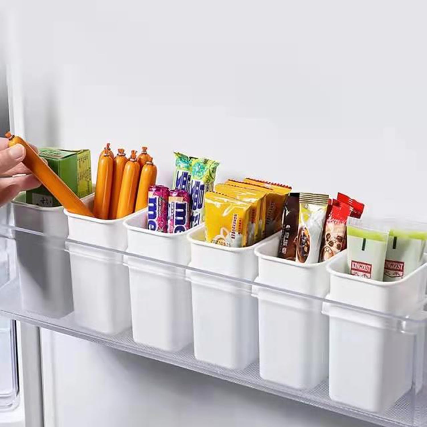 MosQuick Set Of 4 Fridge Door Organiser, Space Saving Organizer For Kitchen Fridge Storage Boxes, Herb Saver For Refrigerator, Coriander Storage Container For Fridge Multi Use Sink Organiser., White