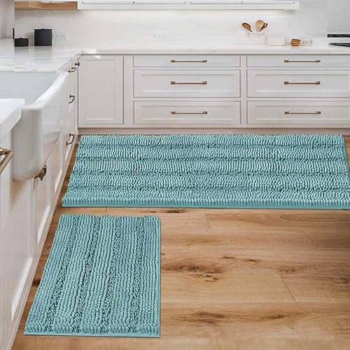 Miniatura 35 de H.VERSAILTEX Alfombras de baño antideslizantes extragruesas de felpilla a rayas 24" x 36" Absorbentes, antideslizantes, suaves, esponjosas