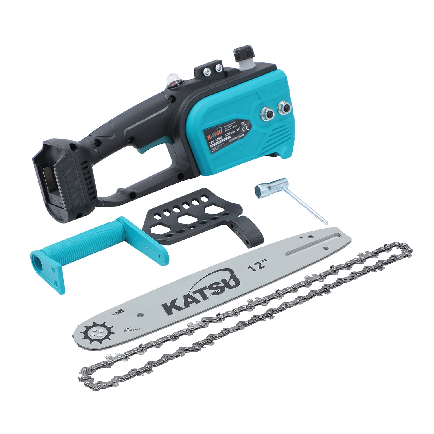KATSU FIT-BAT 21V Motosierra a Batería Brushless 12 Pulgada, Motor sin Escobillas Motosierra Eléctrica para Cortar Madera Podar Recortar Jardinería, sin Batería 102736