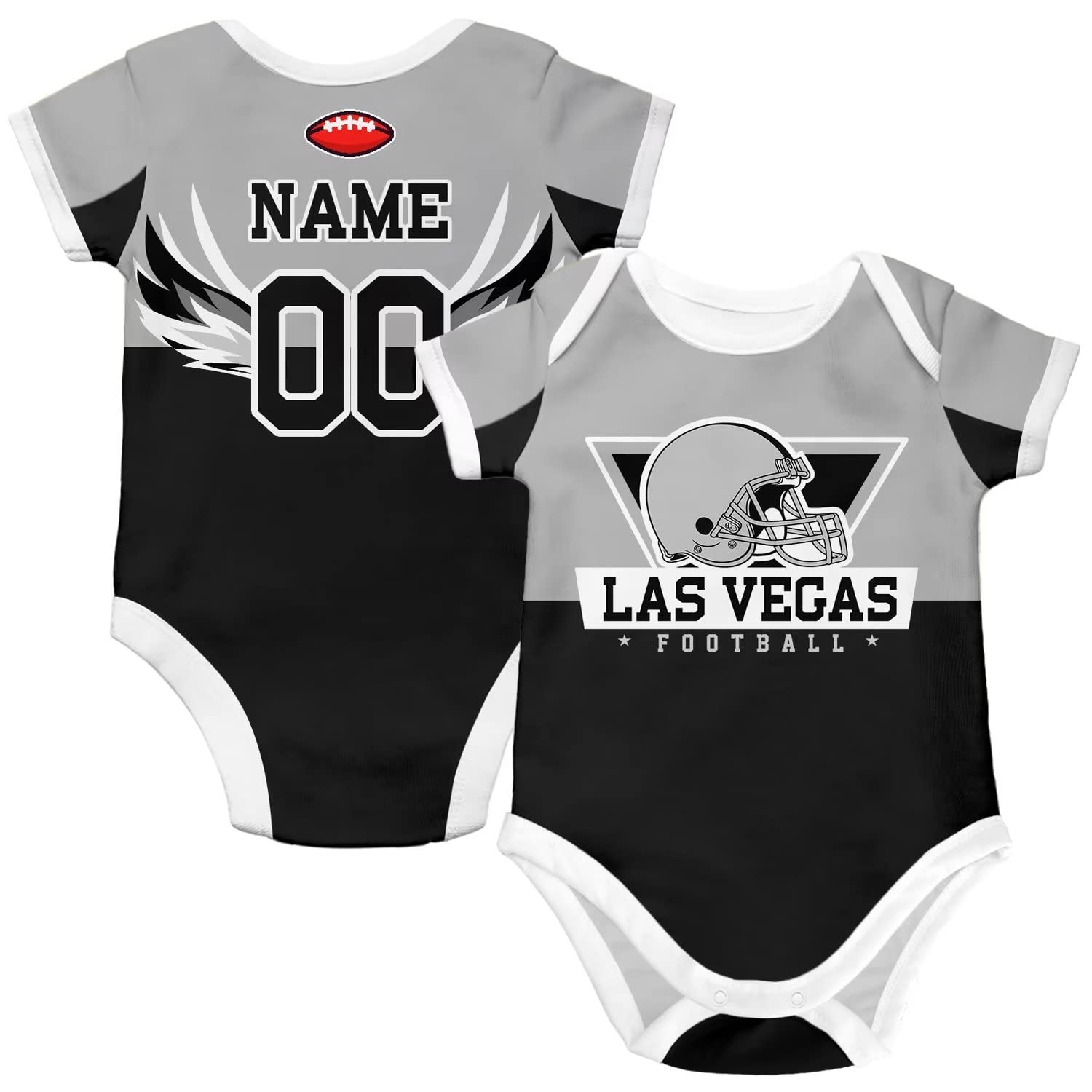 LASTMINVIN Las Vegas Baby Clothes Onesie Personalized Custom Baby Name and Number for Baby Boy Girl Gifts
