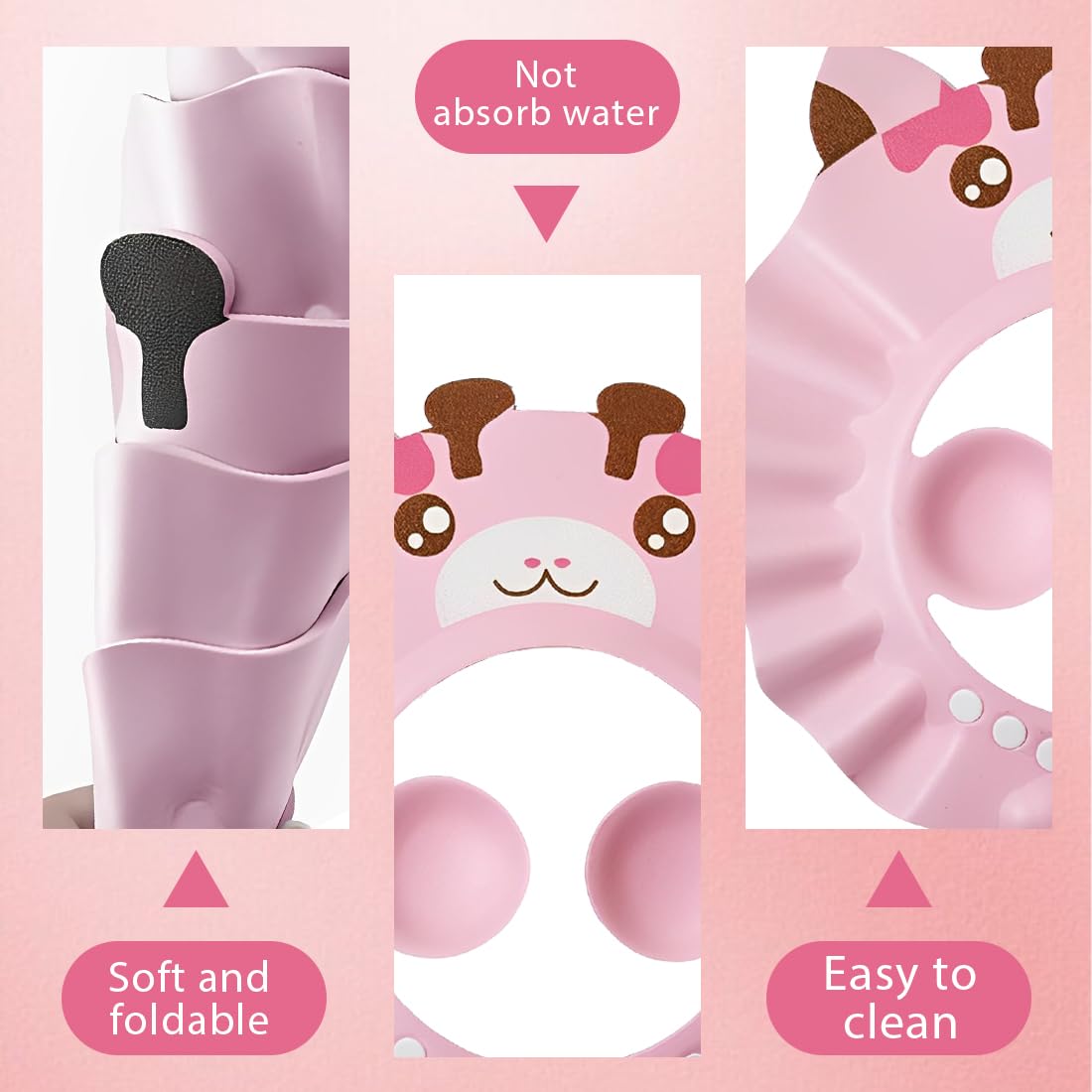 1 Pc Chapeau Douche Bébé,Réglable Visière Bonnets De Bain,Casquette De Bain Bebe,Casquette De Bain,Bonnet De Douche Enfant Pour Enfants Protection Des Yeux Et Visage De Shampooing(Rose)