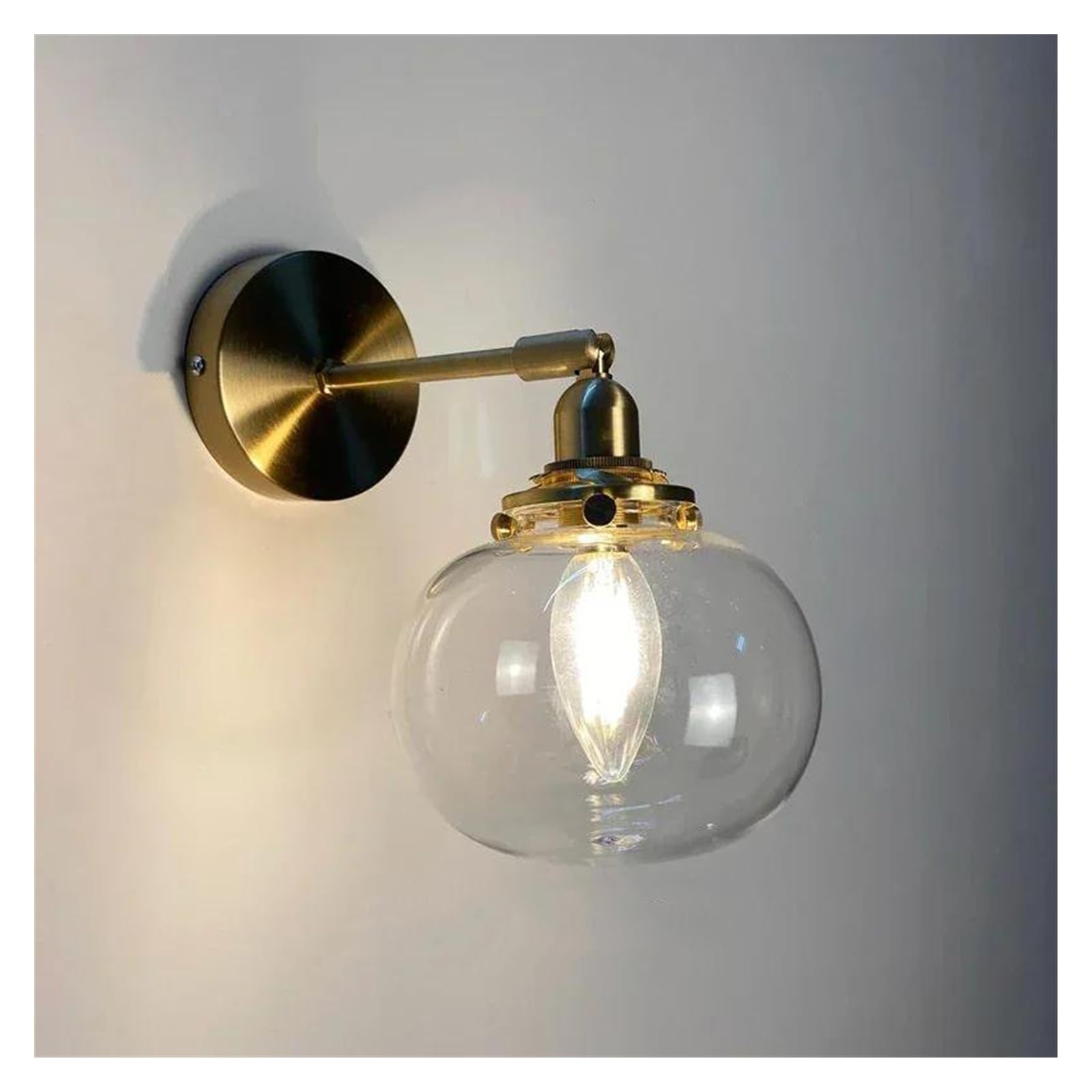 JYBNBBE Wall Sconces, Copper Wall Lamps Stained Glass Lighting Fixtures Bathroom Sconce Mirror Lights Nordic Home Decor Luminaire for Bedroom,Clear A