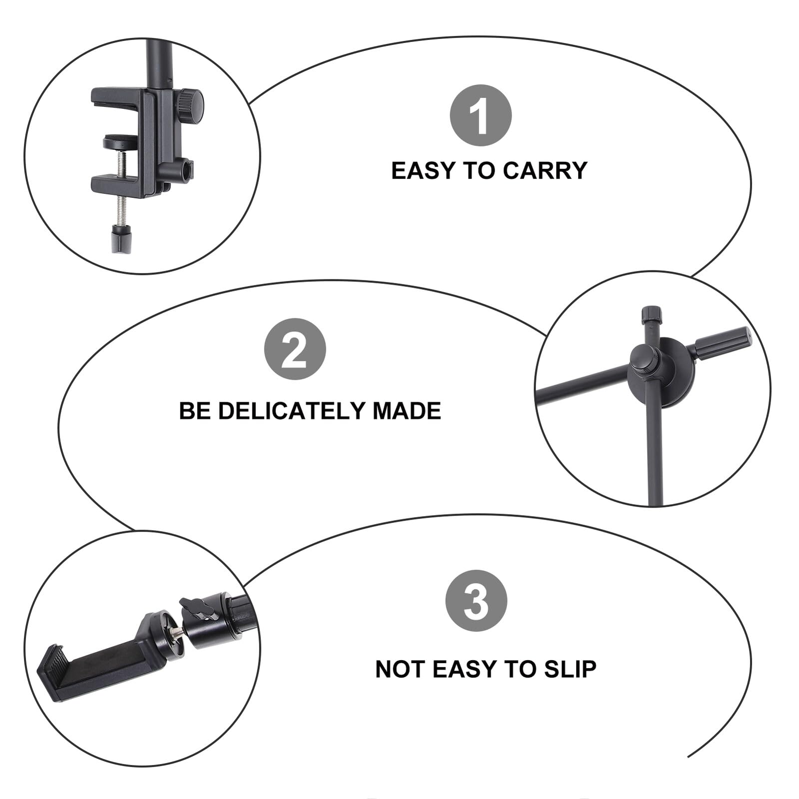 DOITOOL Soporte para Teléfono Móvil Brazo Articulado y Almohadilla Antideslizante de Silicona, Soporte Ajustable para Escritorio y Cama en Color Negro