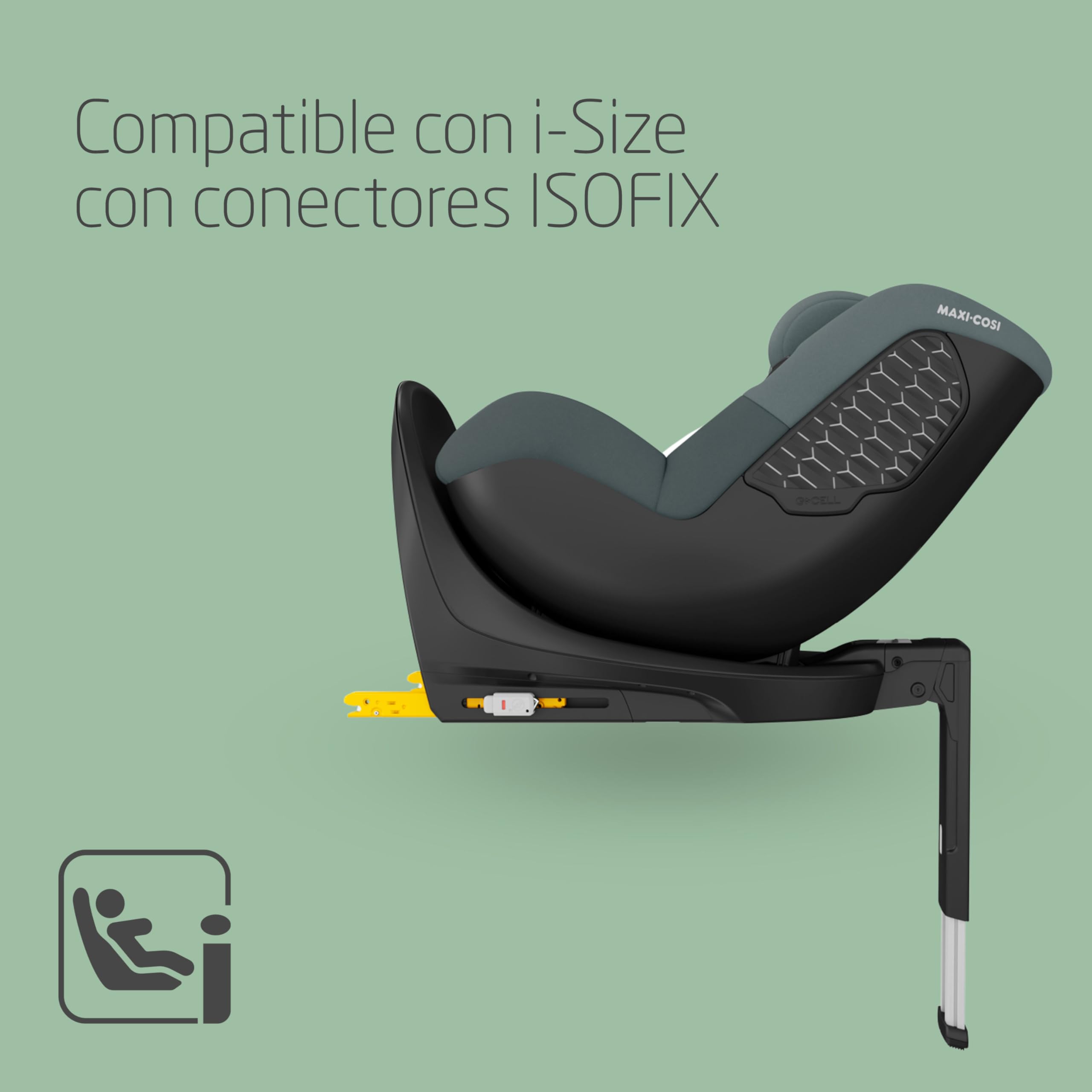 Maxi-Cosi Mica 360 S, Silla Coche 360 Giratoria, ISOFIX, 3M-4A(61-105 cm), Silla Coche Bebé i-Size, Giro FlexiSpin, 5 Posiciones Reclinación, Protección G-CELL, Arnés Fácil Poner, Tonal Graphite