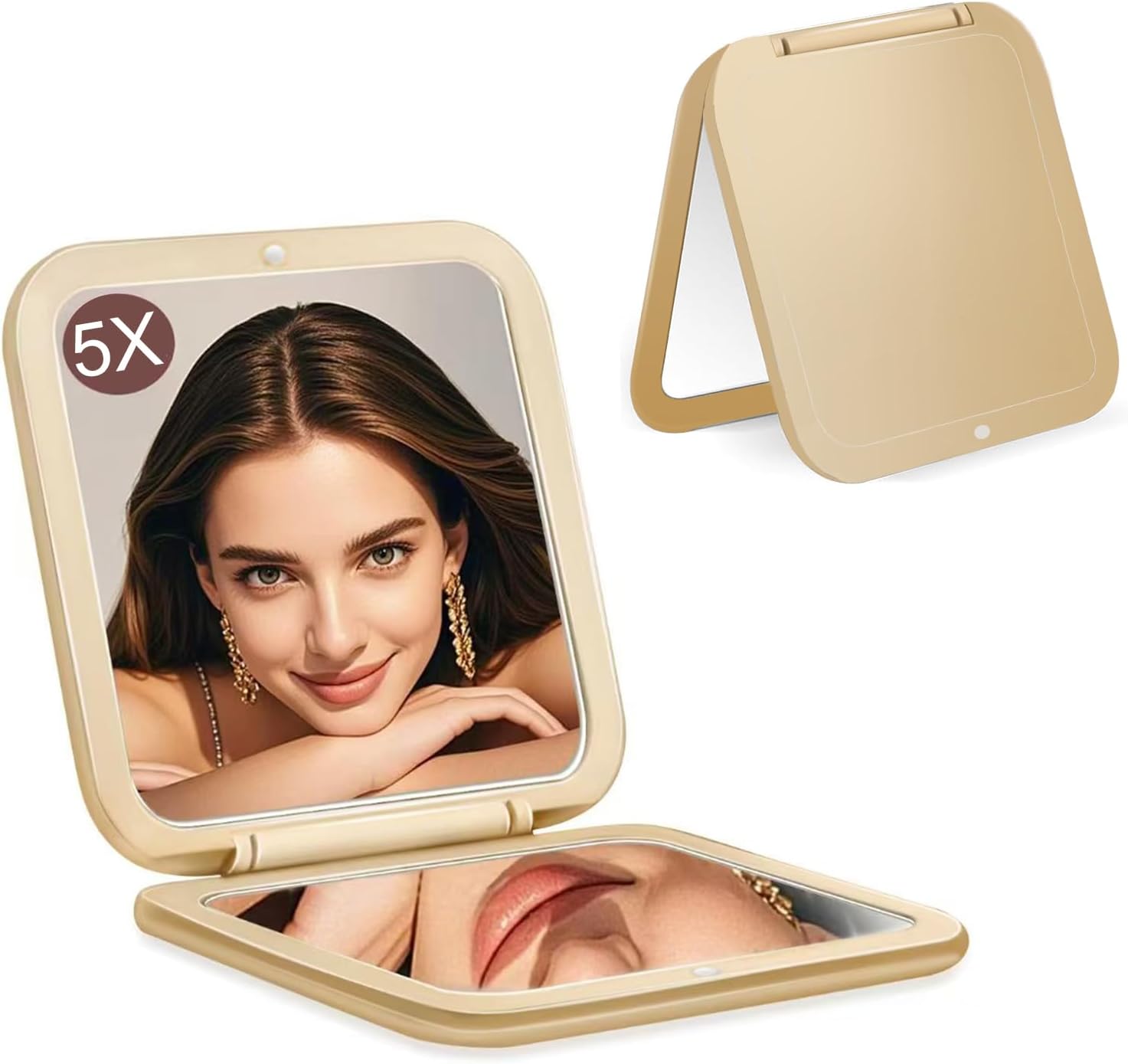 Small Compact Mirror for Purse,5X/1X Travel Magnifying Mirror for Women, Makeup Mirror for Girls, Portable Ultra Slim Pocket Mirror