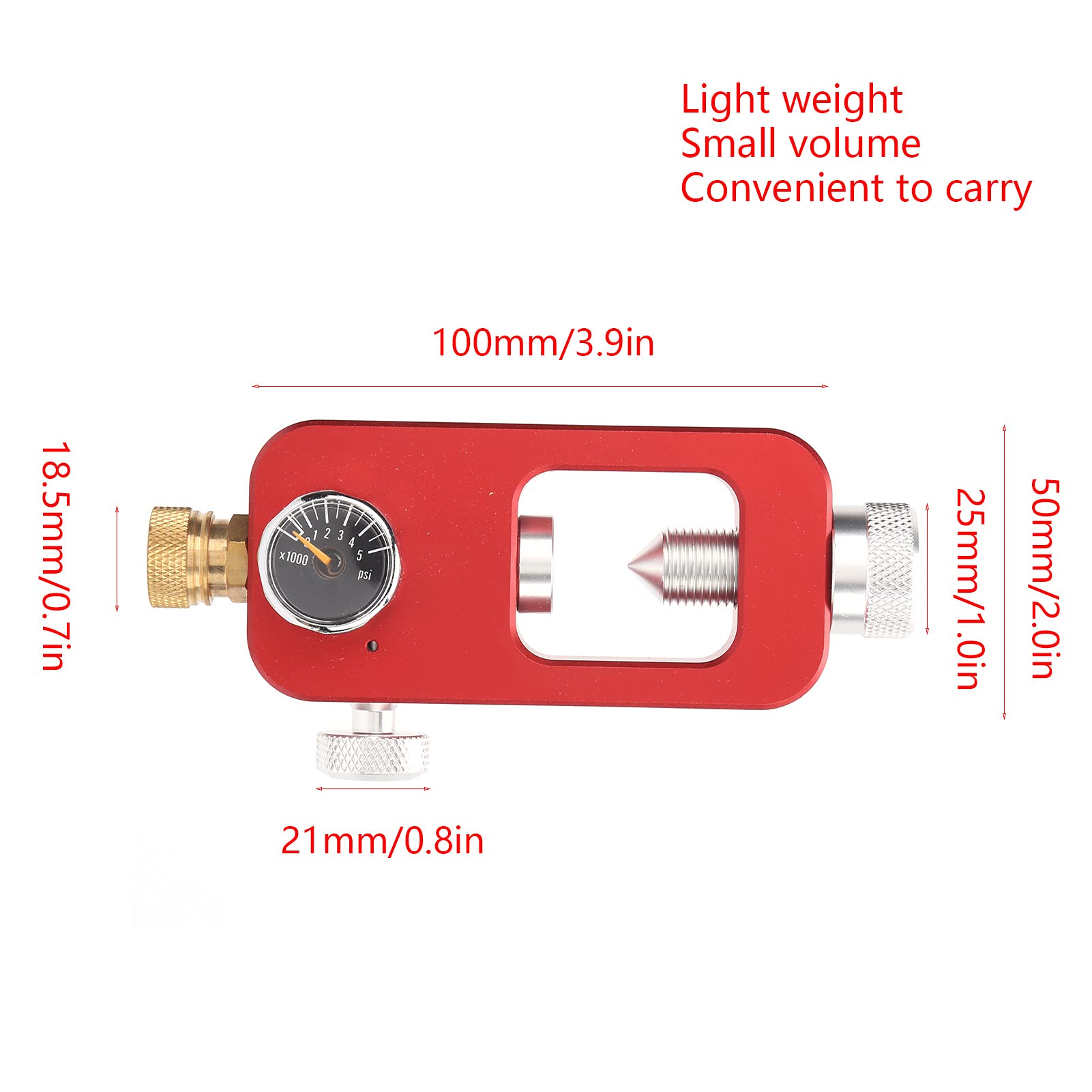 Dilwe Adaptador de Tanque de Recarga de Buceo Adaptador de Buceo para Equipo de Buceo, Botella Grande a pequeña Manómetro de 8 mm 0.5L 1L(Rojo)
