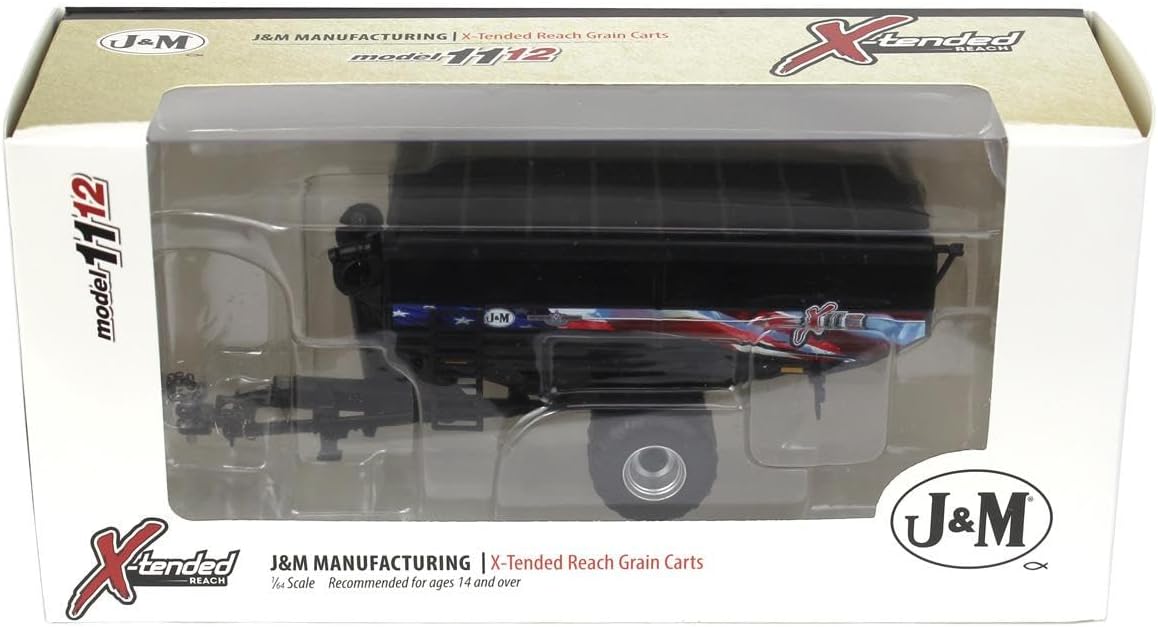 Spec Cast 1/64 Black J&M 1112 X-Tended Reach Grain Cart American Flag Decoration JMM-027