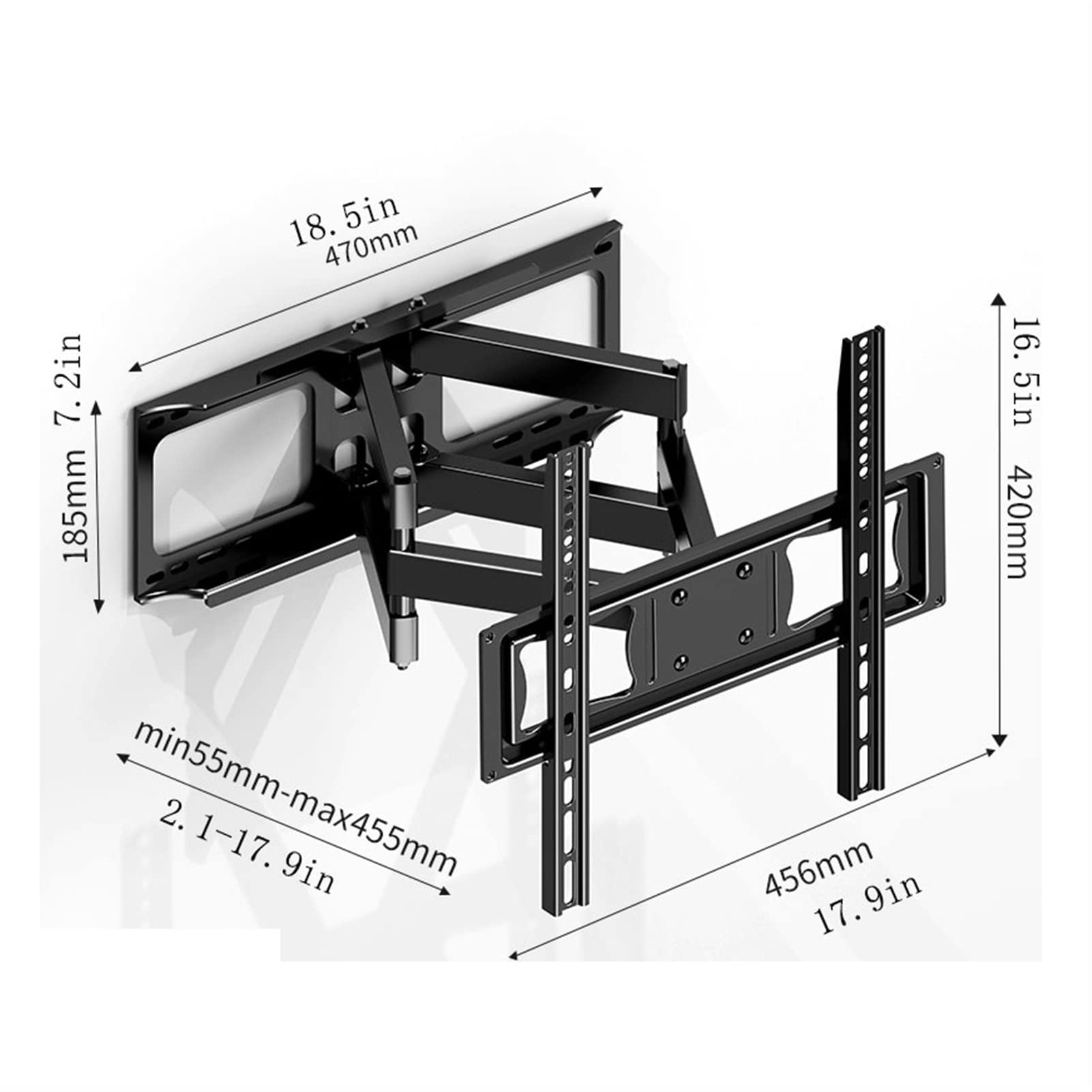 GRFIT Uchwyt do telewizora do montażu na ścianie stojak 100–152 cm teleskopowy obrotowy uchwyt wyświetlacza LCD, wytrzymały uchwyt ścienny do telewizorów, uchwyt na telewizor