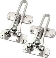 Topbuti 2 Pack Childproof Door Latch Guards - Heavy Duty Aluminum Home Security Locks for Swing-In Wooden Doors, Satin Nickel Finish