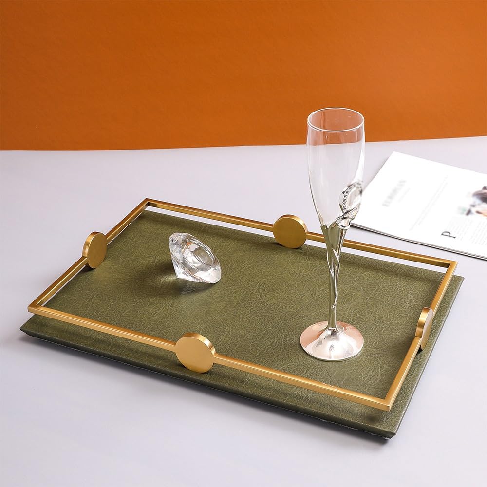 Vassoio da colazione in pelle bianca, elegante vassoio da portata per tavolo da pranzo o portico, per frutta, snack e decorazione della stanza modello - Design elegante e funzionale
