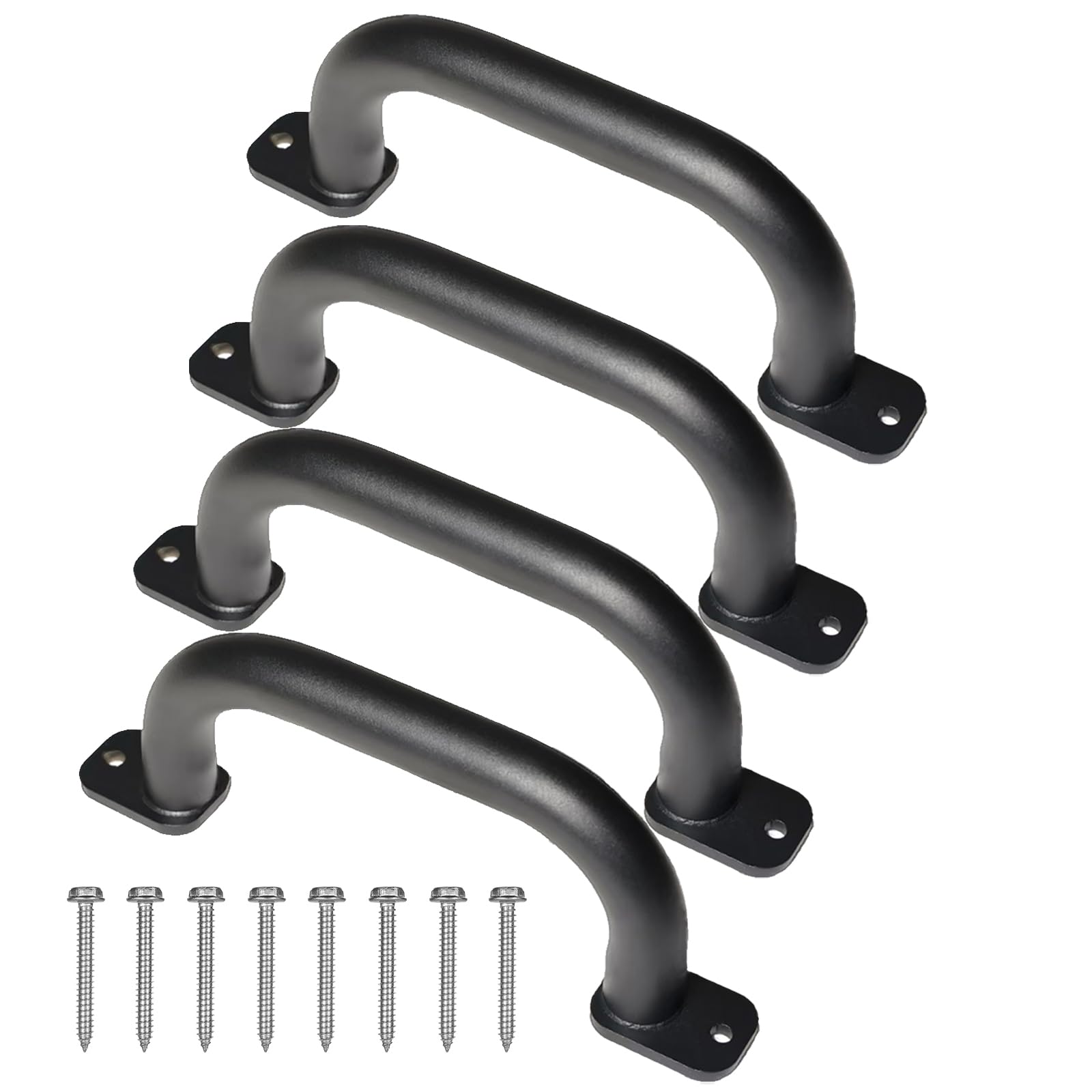 ESPETS 4 Pack 10 Inch Black Metal Playground Accessories Handles - Outdoor Playset Safety Handles, Swing Set Kids Grab Bar for Playhouse, Treehouse,