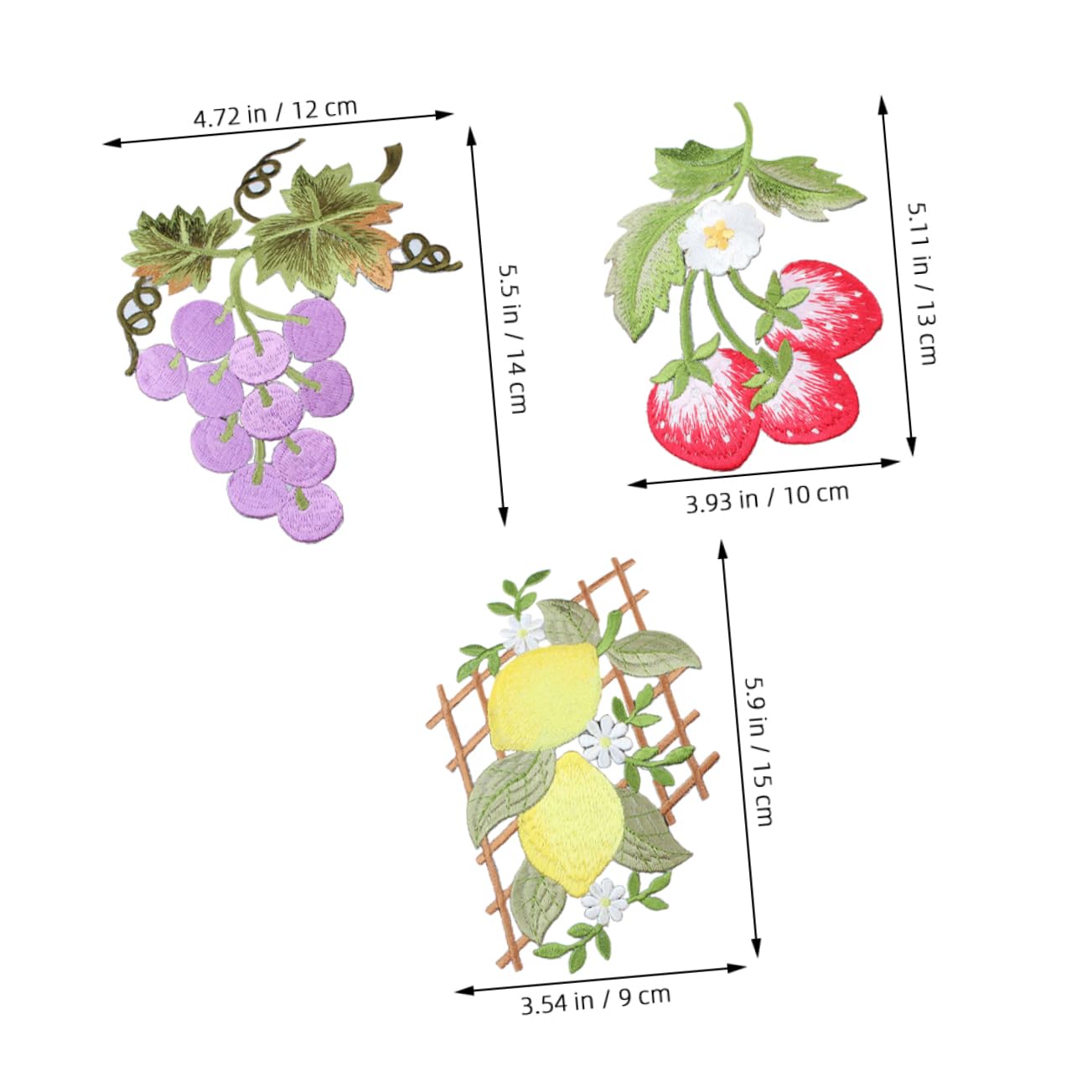 Housoutil 4 Set Toppe Ricamate Per Cucire Patches Per Riparazione Abbigliamento Frutta Fragola Per Giubbotti E Vestiti Facili Da Usare E Versatili 3 Pezzi*4