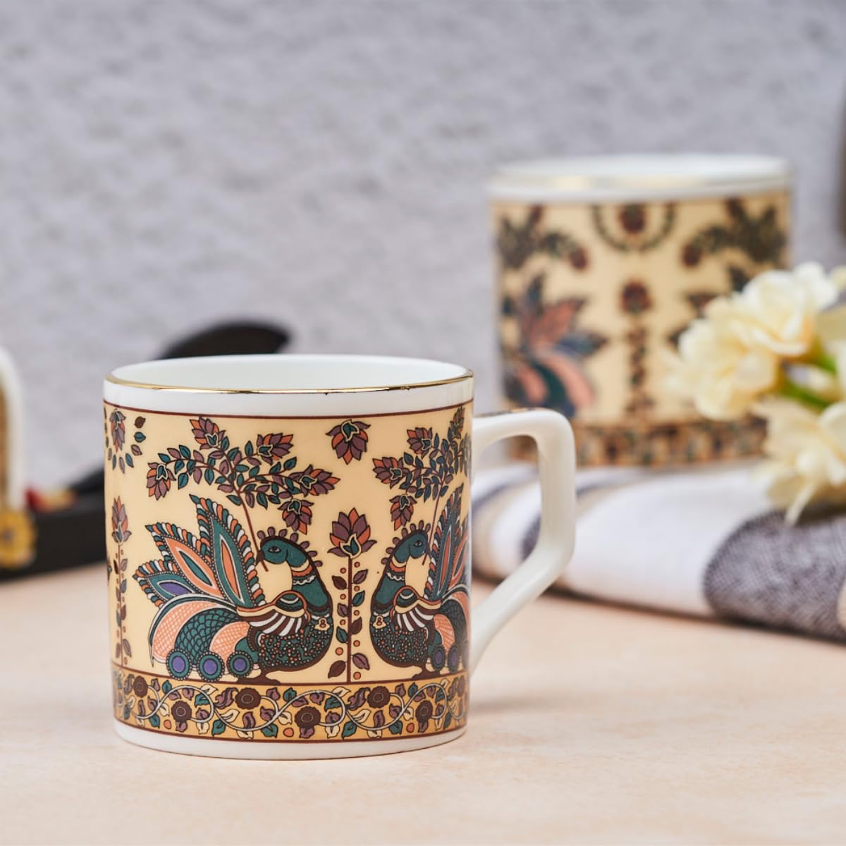 GOLDEN QUEEN'S Tea Cups - Set of 6 Floral Design -15