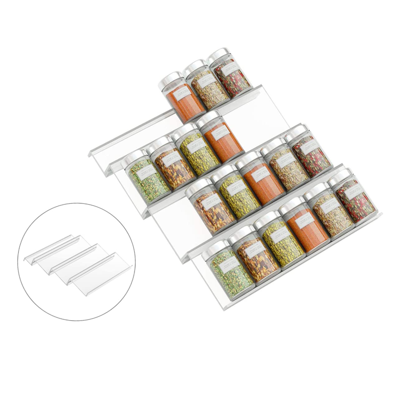 LABRIMP Acryl Gewürzflaschenregal 1 Satz, Ausziehbar, Transparent