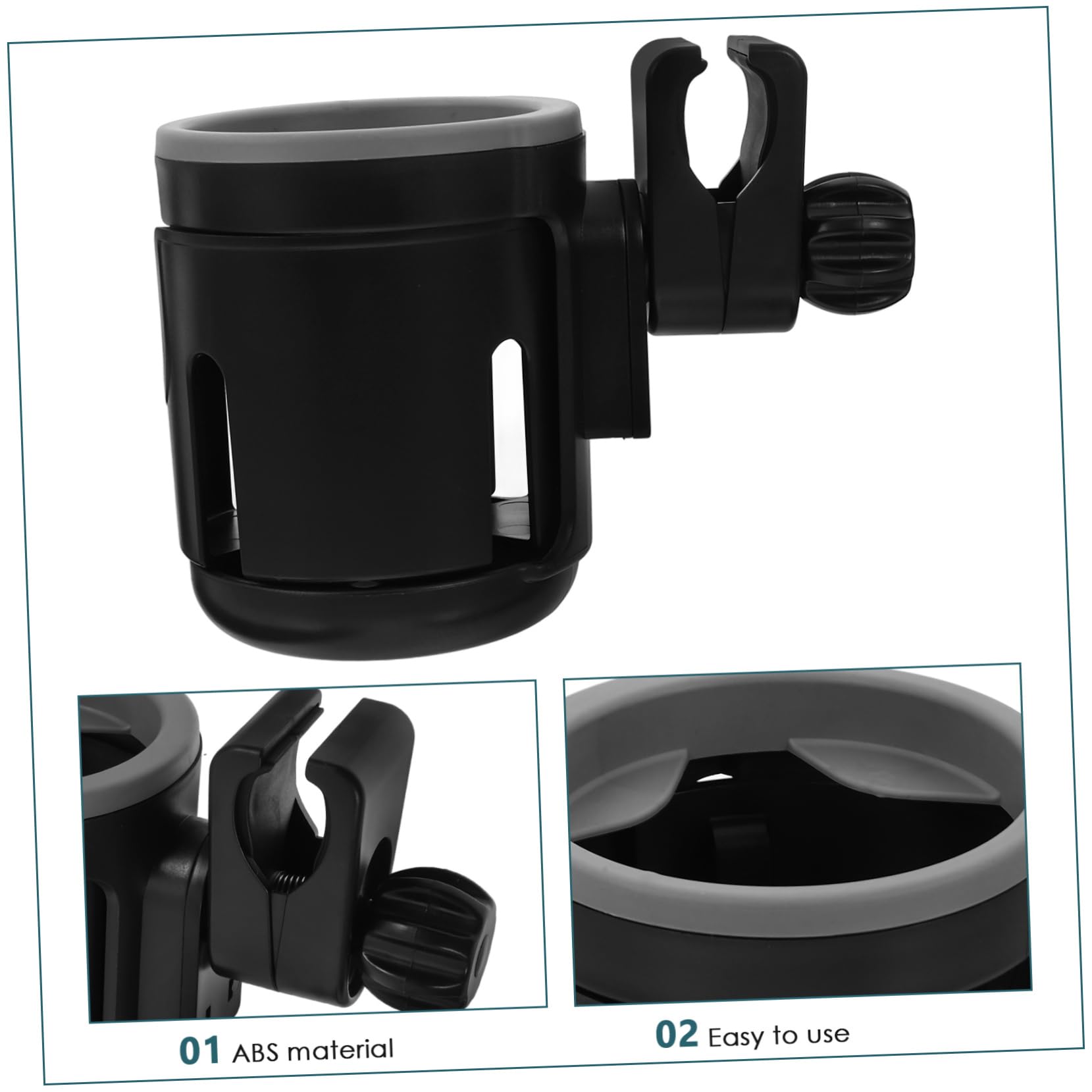 HAPINARY Dual Cup Holder Clamp for Stroller Bike Flexible Strap Beverage Holder