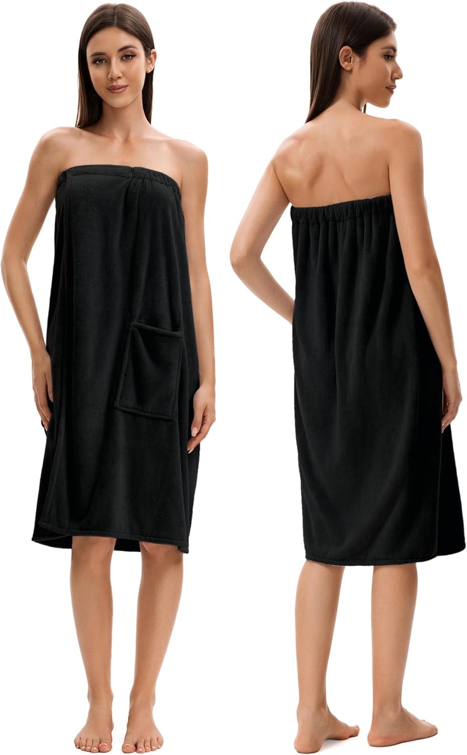 Towel Wrap For Women After Shower,Plush Bath Robe Female,Sauna Spa Wrap Around Towels With Pockets