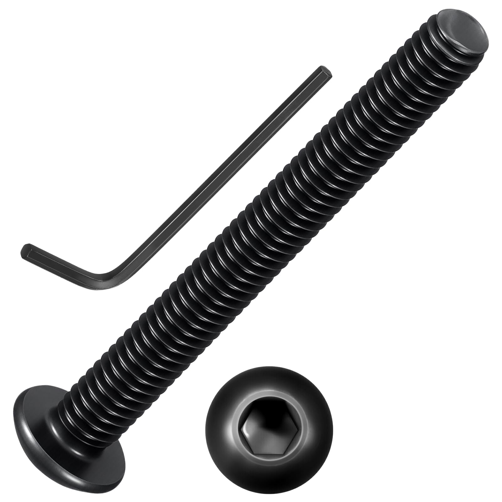 Kozelo 80pcs Button Head Socket Cap Screws - [M3-0.5x25mm] Zinc-Nickel Coated Good for Automotive, Marine & Outdoor Use Road Bicycle, Mountain Bike, Motorcycle - Alloy Steel - Black