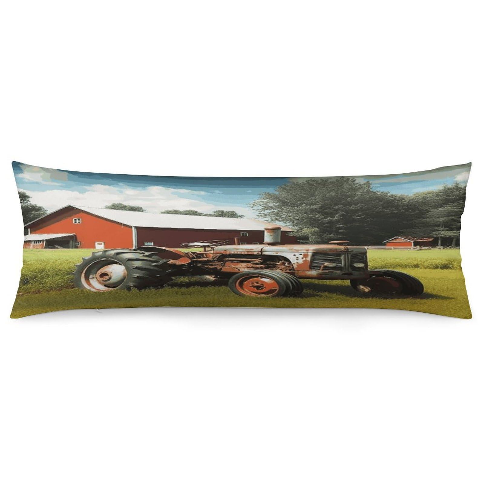Company Farm Tractor Pillowcase Long Body Pillow Cover Soft Decorative Body Pillow Case Breathable Large Pillowcase Cute Cozy Pillow Protector for Bed Sofa Couch Room 18.9 X 53 Inch