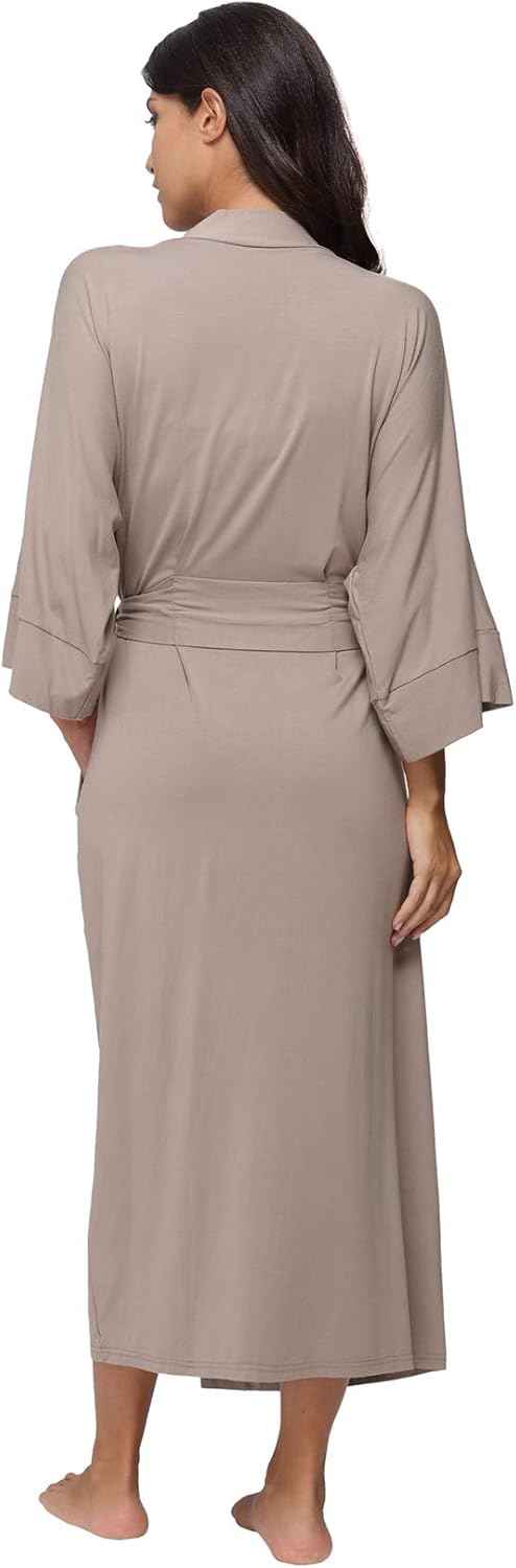Women's Soft Robes Long Bath Robes Full Length Kimonos Sleepwear Dressing Gown,Solid Color - Image 5