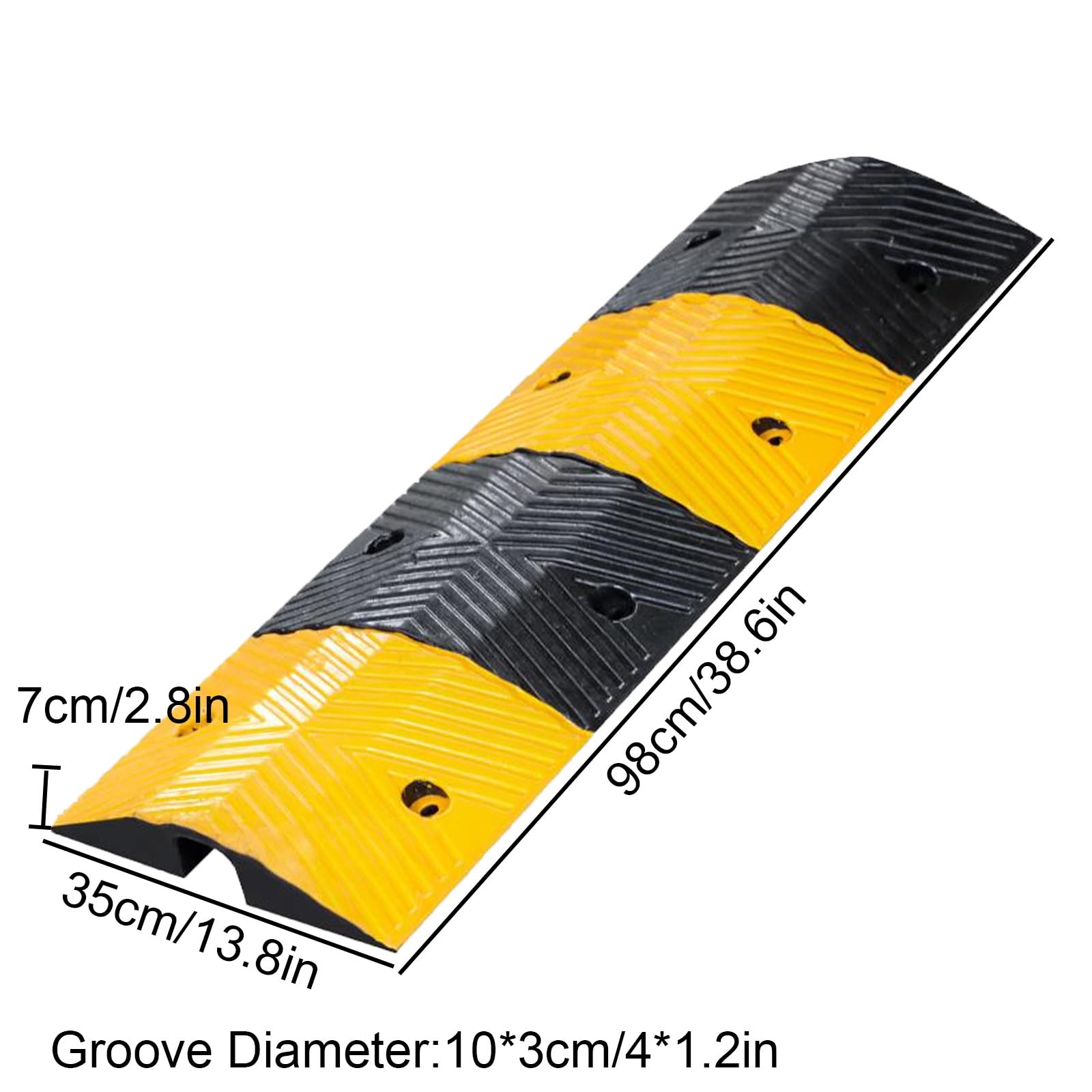 Cubre Cables Suelo de Goma para Entrada de Vehículos, Organizador de Cables de 1 Canal, Pasacables Suelo para Rampa de Carretera, Garaje, Asfalto y Hormigón(98 * 35 * 7cm/38.6 * 13.8 * 2.8in)