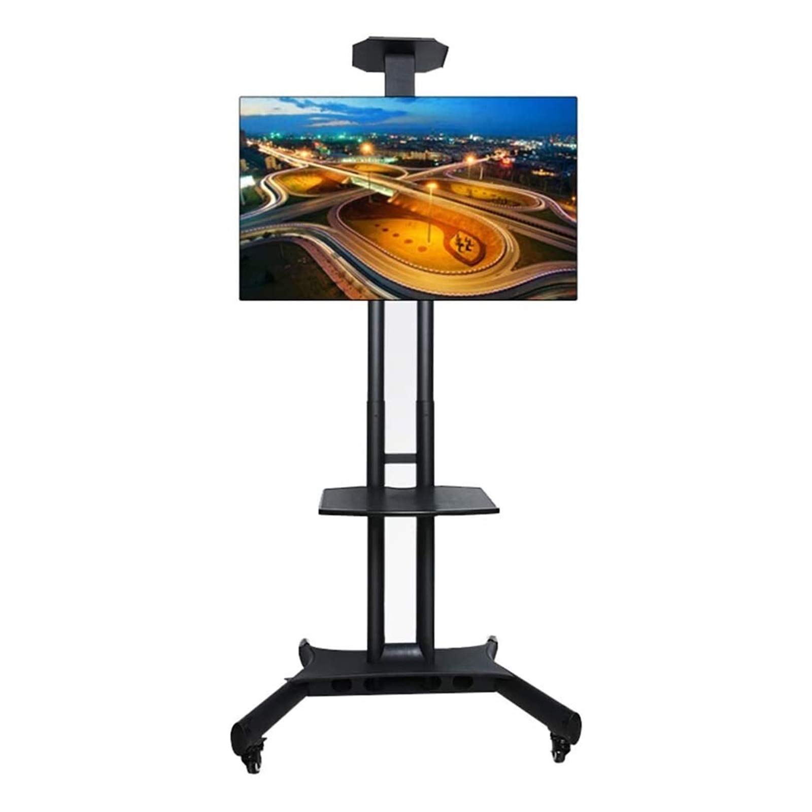 Stand de télévision de sol télescopique mobile avec base multifonctionnelle pour grand écran LCD