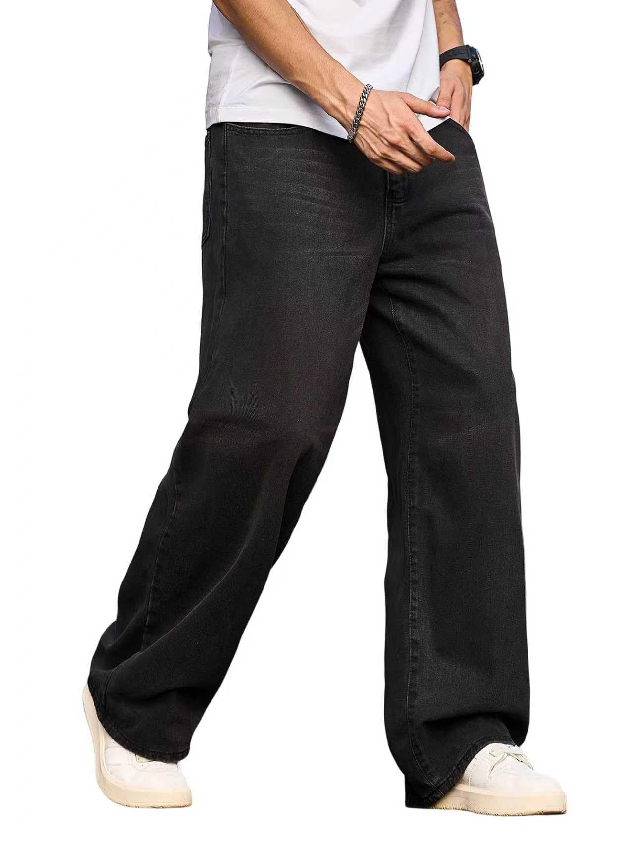Zewool Herren Baggy Hip Hop Jeans Weite Beinform Skater Jeans Lässige Lockere Passform Denim-Hosen Streetwear